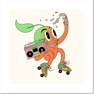 Funny mango on roller skates Posters and Art